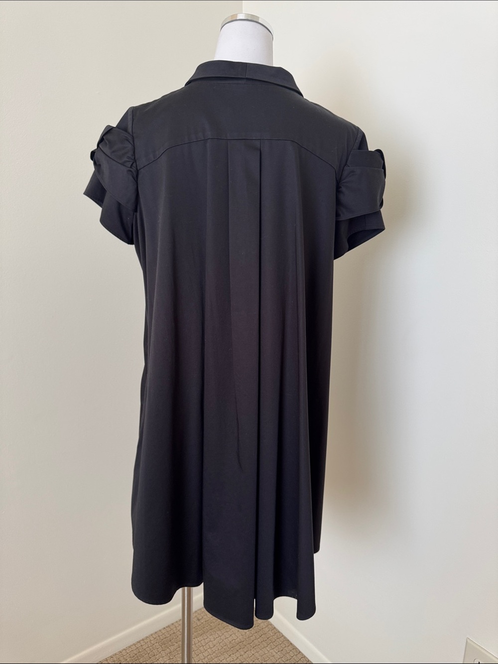 Anne Fontaine Black Ruched Bow Pocket Short Sleeve One Button Jacket - Picture 3 of 10